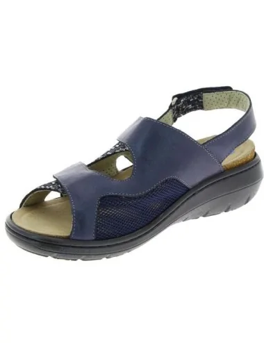 Sandales orthopédiques cuir Chut Gina Navy vue de côté PODOWELL