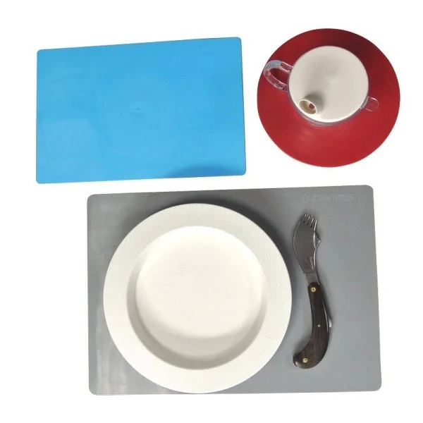 Set de repas antidérapant Ergo Rouge, Gris, Bleu