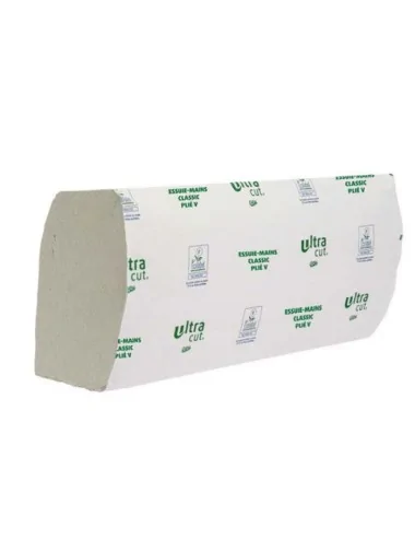 Pack de 20 essuie mains ultra vert 22,4x23 cm pliage en V double épaisseur ADELYA