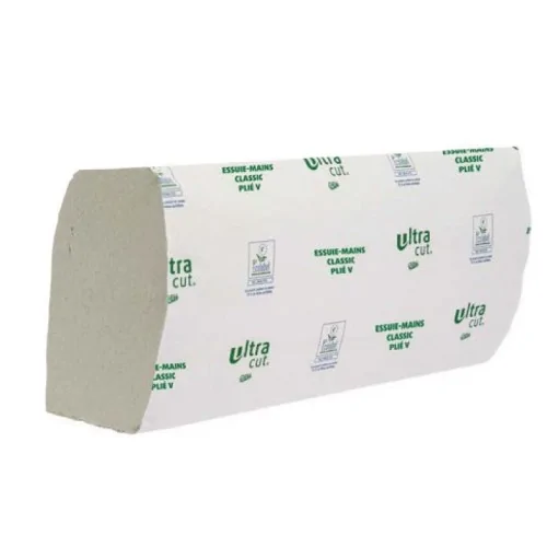 Pack de 20 essuie mains ultra vert 22,4x23 cm pliage en V double épaisseur ADELYA