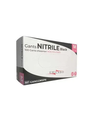 Gant d'examen EMILABO nitrile black non poudré