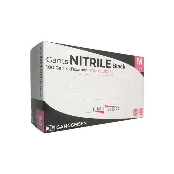 Gant d'examen EMILABO nitrile black non poudré