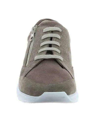 Chaussures orthopédiques à lacet et zip CHUT Marta taupe vue de face PODOWELL