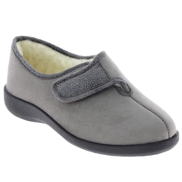 Chausson de maison femme TOTIE gris taupe vue de côté PODOWELL