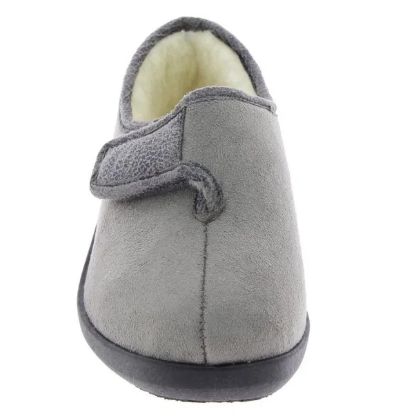 Chausson de maison femme TOTIE gris taupe vue de face PODOWELL