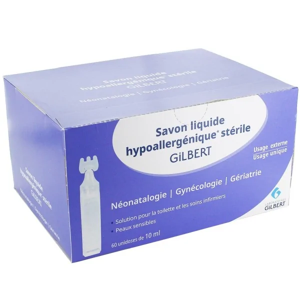 Boîte de 60 savons liquides hypoallergéniques 10 ml GILBERT HEALTHCARE