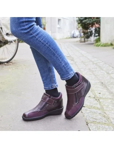 Chaussures bottines orthopédiques Chut SOIZIC bordeaux vue de côté PODOWELL