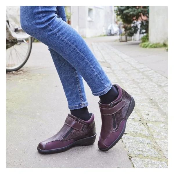 Chaussures bottines orthopédiques Chut SOIZIC bordeaux vue de côté PODOWELL