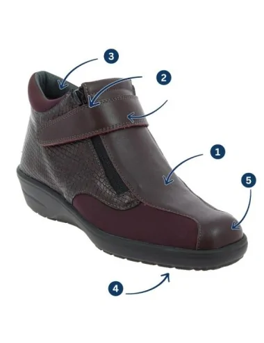 Chaussures bottines orthopédiques Chut SOIZIC bordeaux vue de côté PODOWELL