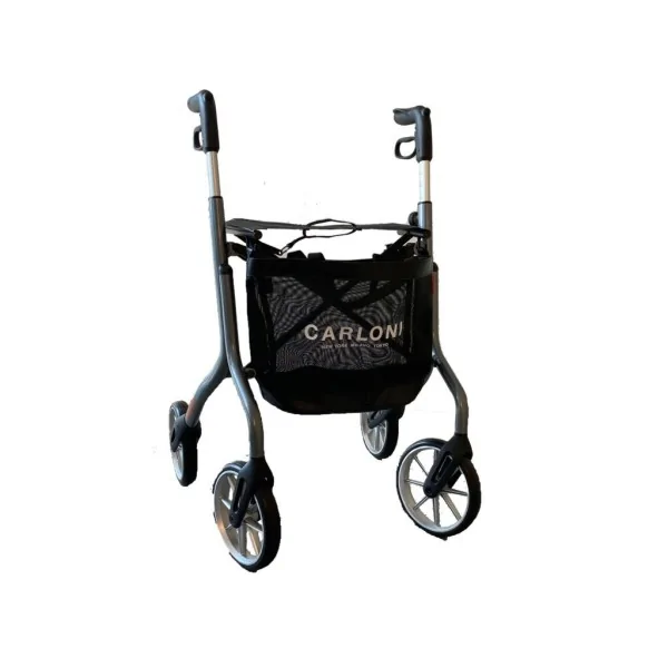 Rollator quatre roues Let's Move gris avec sac de course Mobio