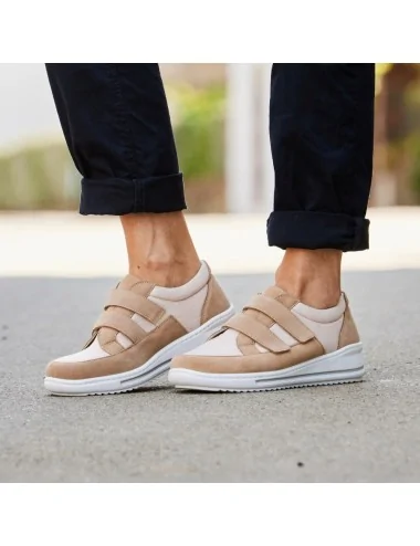 Sneakers baskets pour femme CHUT SUZIE PODOWELL Beige vue de côté