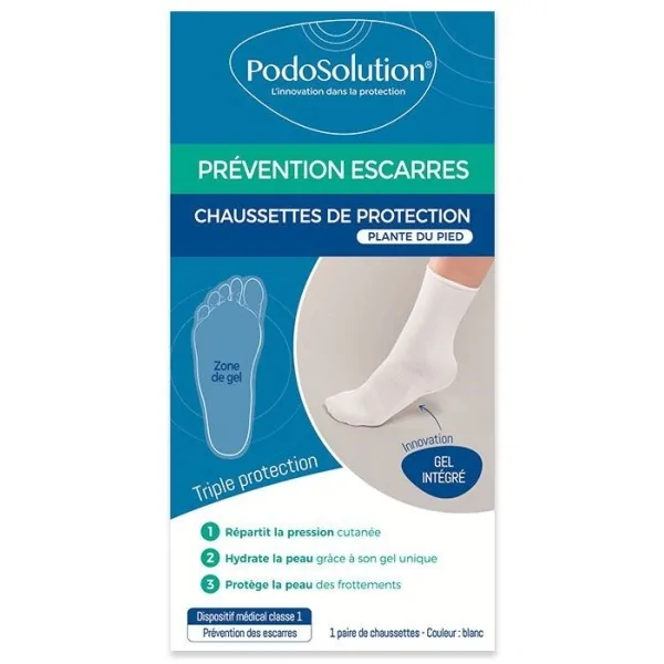 Chaussettes protection plante du pied prévention escarres blanches PODOSOLUTION PODOWELL