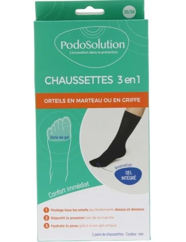 Chaussettes protection orteils noir pour Orteils en griffe ou en marteau PodoSolution Podowell