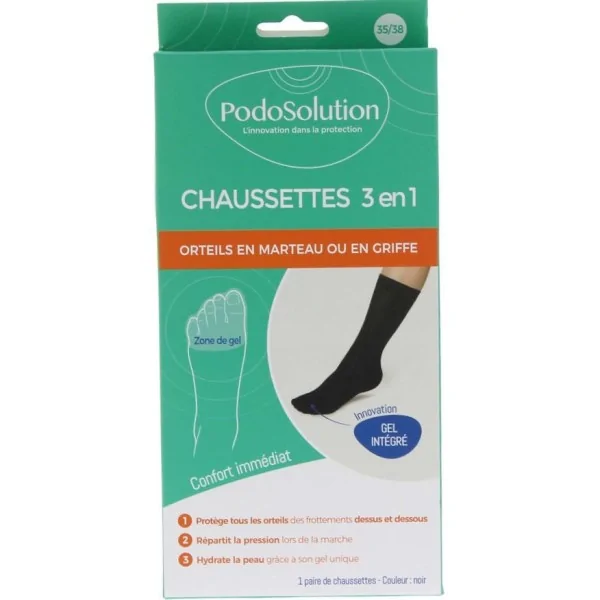 Chaussettes protection orteils noir pour Orteils en griffe ou en marteau PodoSolution Podowell