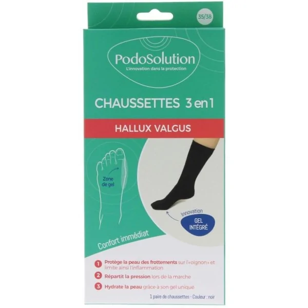 Chaussettes de protection pour Hallux Valgus Noir PodoSolution Podowell