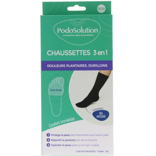 Chaussettes protection avant-pied noir douleurs okantaires durillons Podowell Podosolution