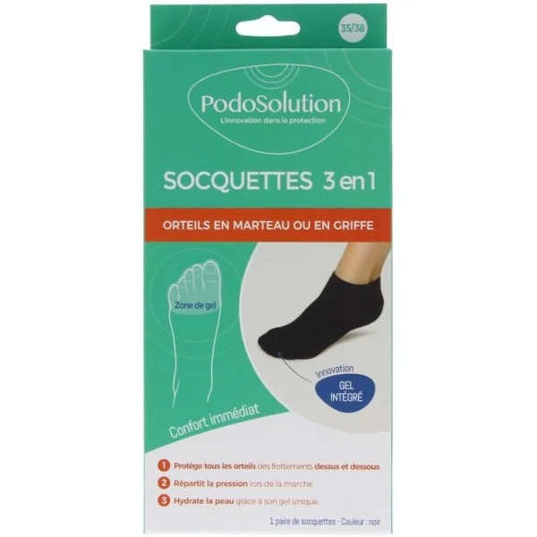 Socquettes de protection pour les orteils noir Podosolution Podowell