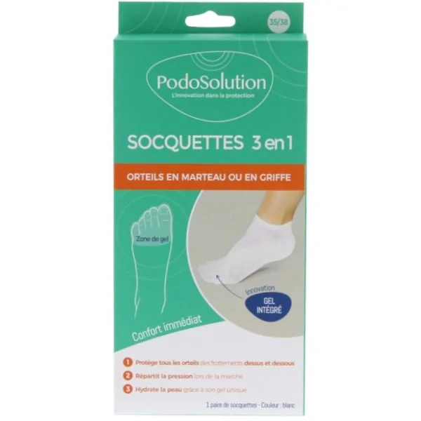 Socquettes de protection pour les orteils blanc Podosolution Podowell