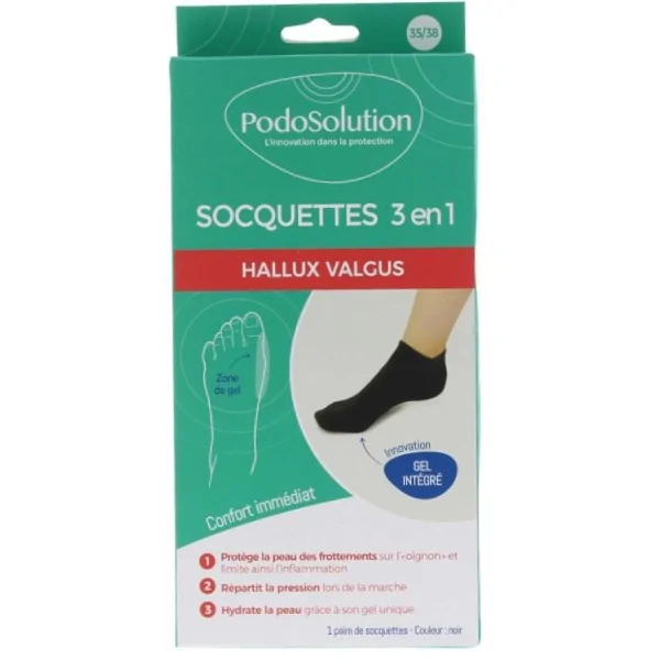 Socquettes de protection pour Hallux Valgus noir Podosolution Podowell