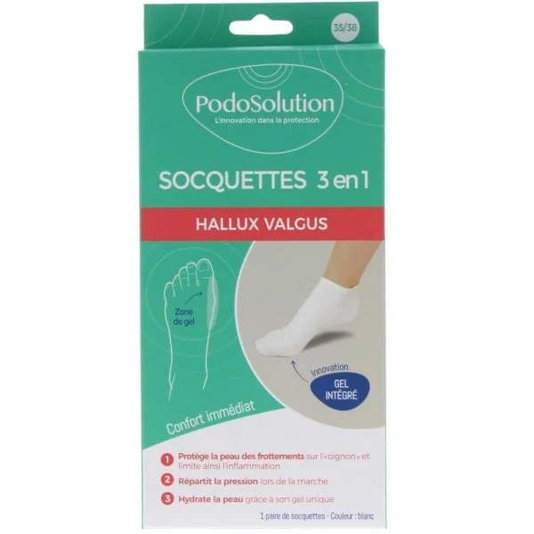 Socquettes de protection pour Hallux Valgus blanc Podosolution Podowell