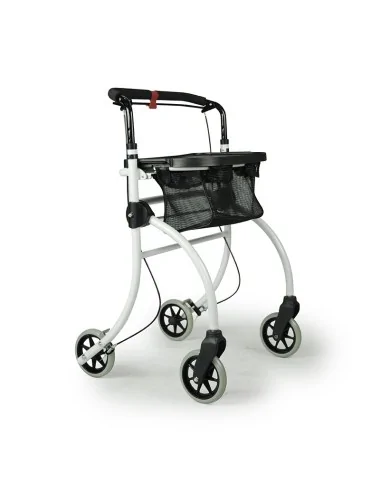 Déambulateur à roulettes : Rollator roomba pliant 4 roues blanc + panier Drive devilbiss