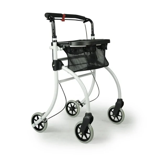 Déambulateur à roulettes : Rollator roomba pliant 4 roues blanc + panier Drive devilbiss