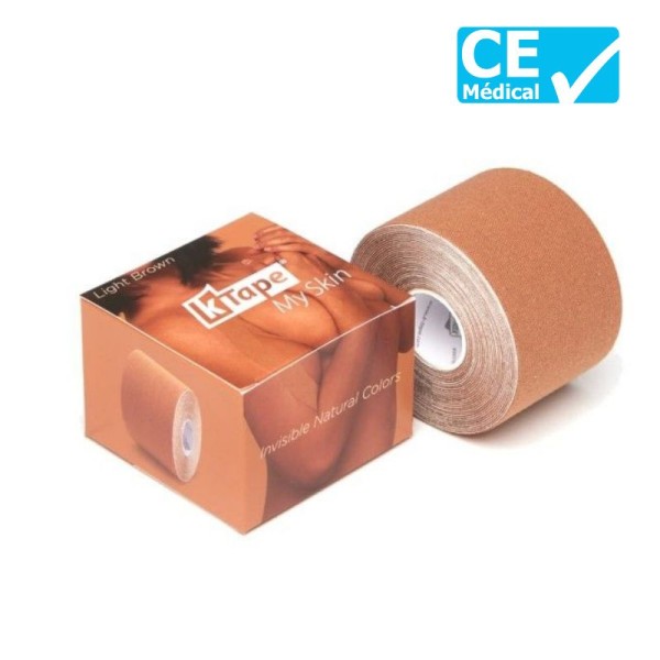 BANDE K TAPE ROSE FUSCHIA 5m x 50mm marron clair SISSEL