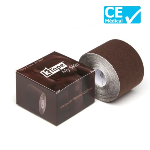 BANDE K TAPE ROSE FUSCHIA 5m x 50mm marron très foncé SISSEL