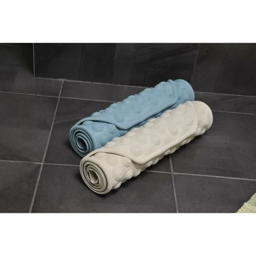 Tapis de bain extra long antidérapant bleu lavande et crème