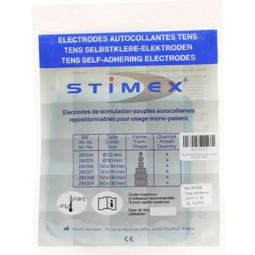 Sachet de 4 électrodes Stimex carrés 50x50 mm Schwa-medico