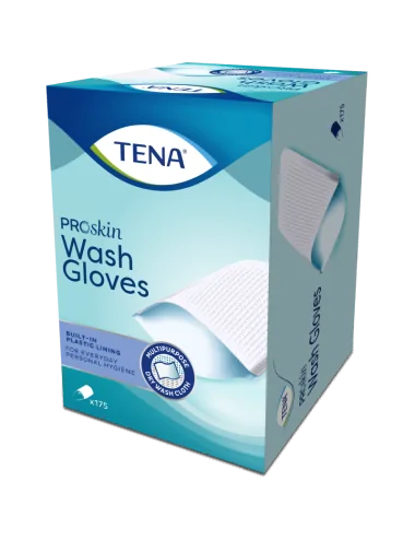 Paquet de 175 gants TENA Wash Gloves plastifiés